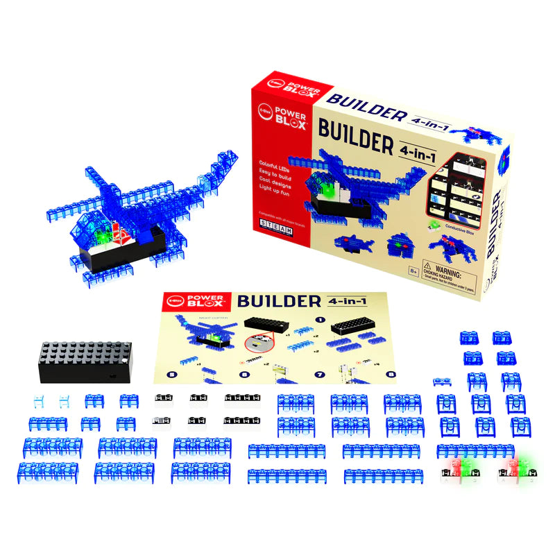 Power Blox™ Builder 4-in-1 STEM Construction Toy Set for Kids - Creative Building Blocks for Educational Play, Birthday Gifts & Classroom Activities