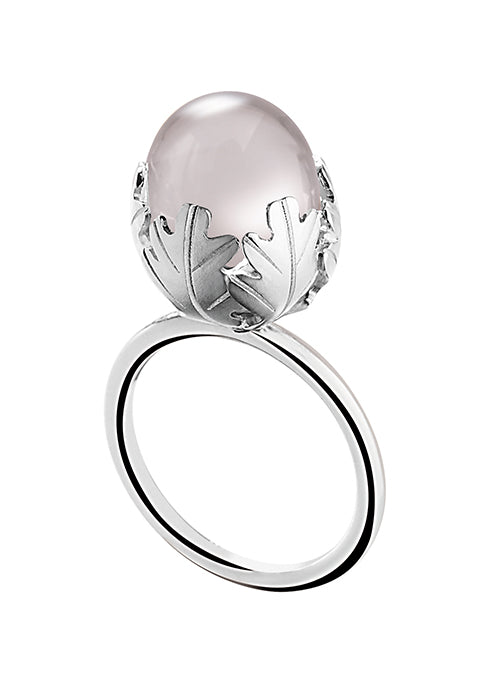 MURMURE Crystal Ring Leaf - Elegant Sterling Silver Leaf Ring with Genuine Crystals for Women | Perfect for Weddings, Parties & Everyday Wear