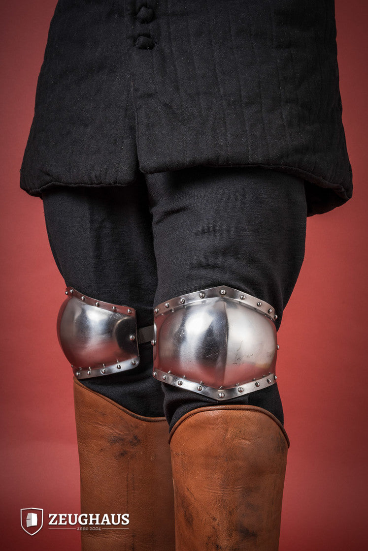 14th Century Style Polished Steel Knee Caps - 1.6mm Thick Medieval Armor Protection for LARP, Cosplay & Historical Reenactment