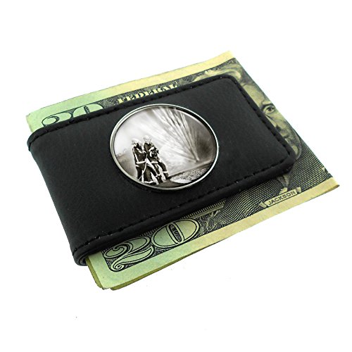 D7 Black Leather Money Clip for Firefighters - Fire Dept Heroes Rescue Gift - Perfect for Fireman Appreciation, Retirement & Everyday Use