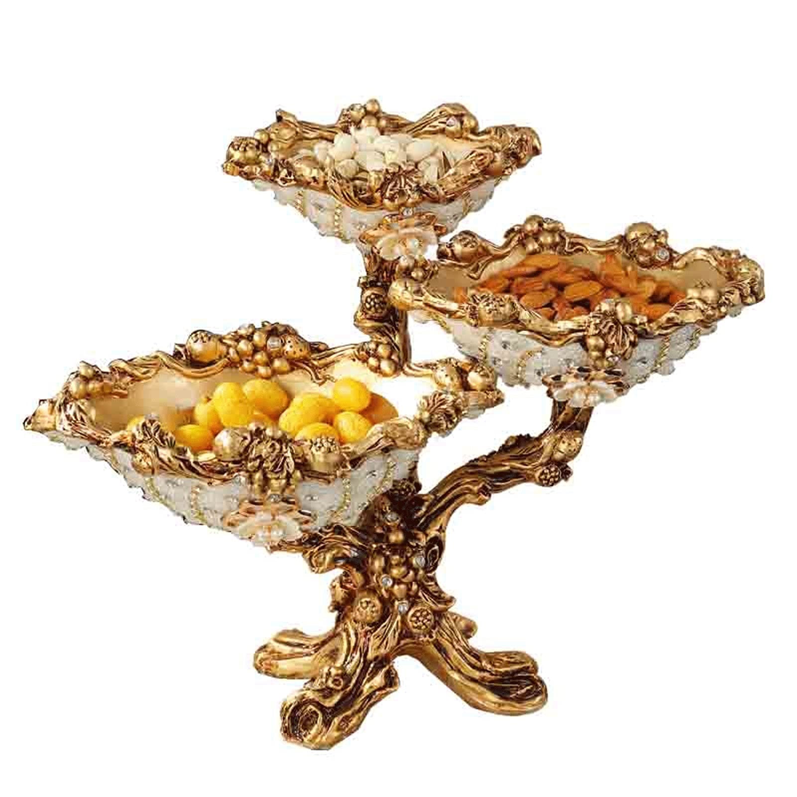 3-Tier Luxury European-Style Resin Fruit Bowl - Elegant Tiered Serving Stand for Desserts, Appetizers, Cakes & Candy Display - Perfect for Dining Table, Kitchen Counter, Party Buffet & Home Decor