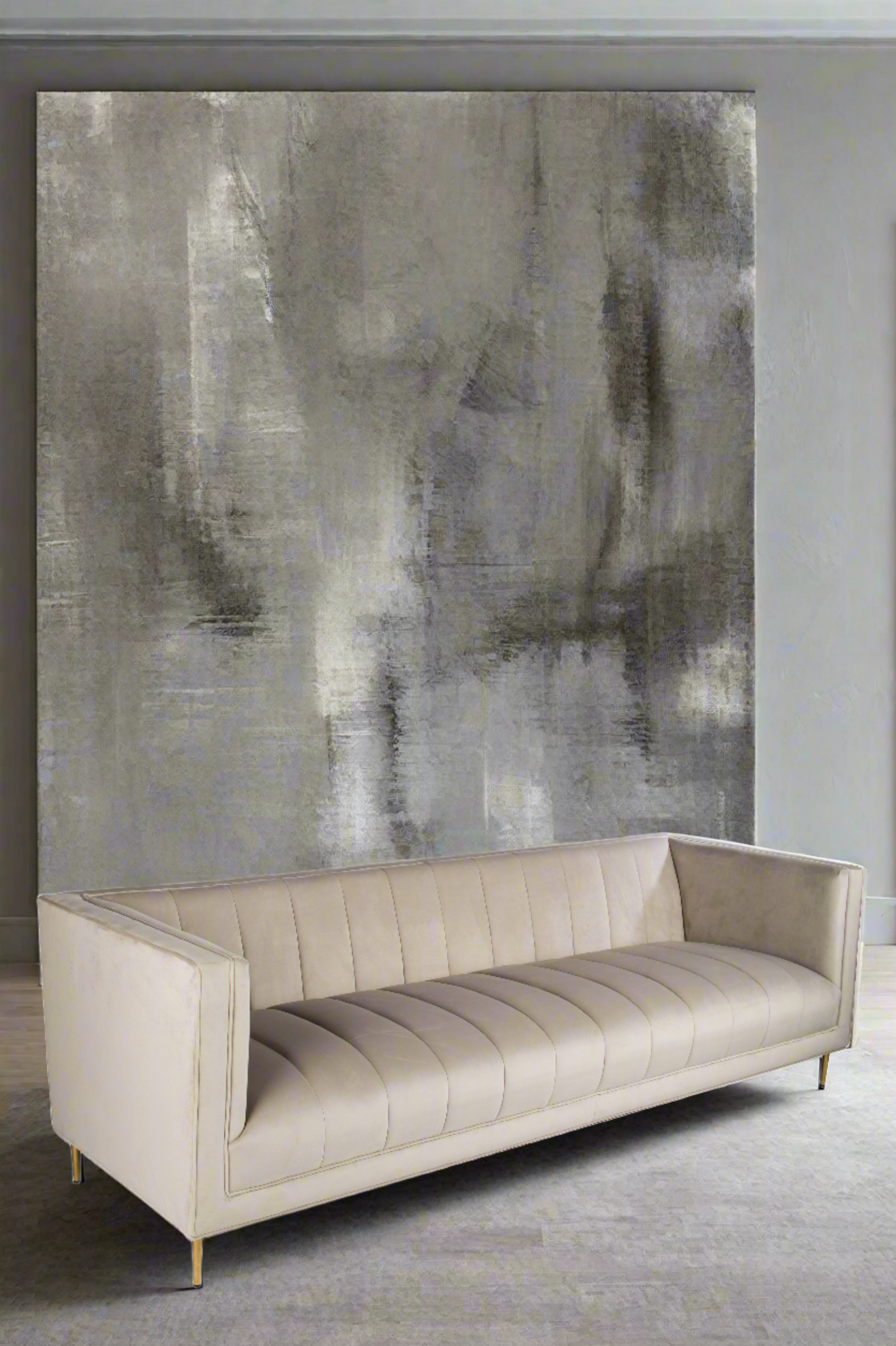Modern Scallop Sofa in Soft Gray - Perfect for Living Room, Lounge & Cozy Home Decor