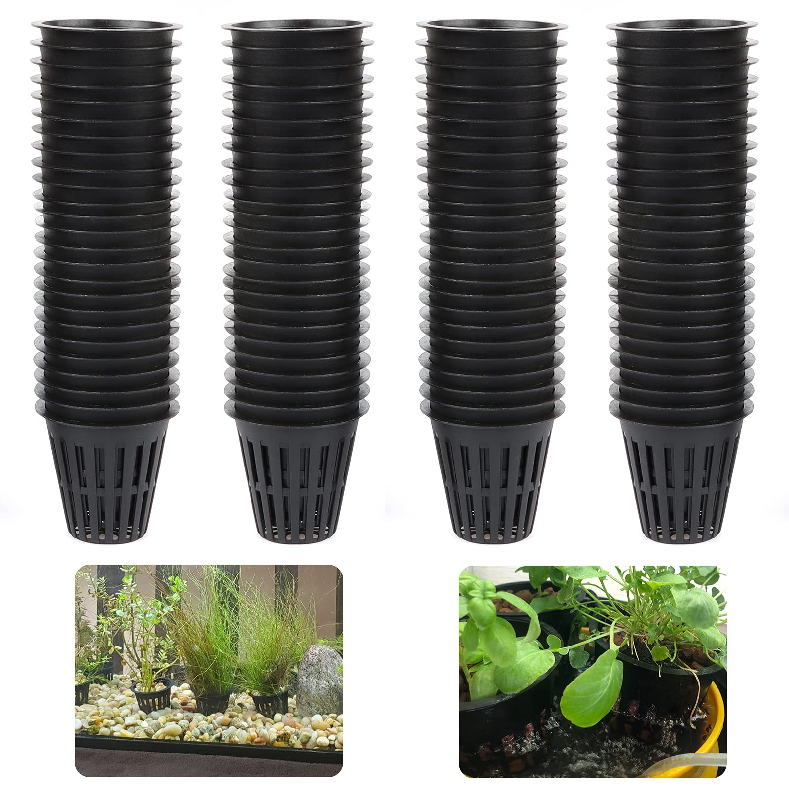 IPXEAD 50PCS 2 Inch Heavy Duty Round Garden Slotted Mesh Net Cups - Hydroponics Planting Pots for Indoor Herb Gardens, Vertical Farming & Hydroponic Systems