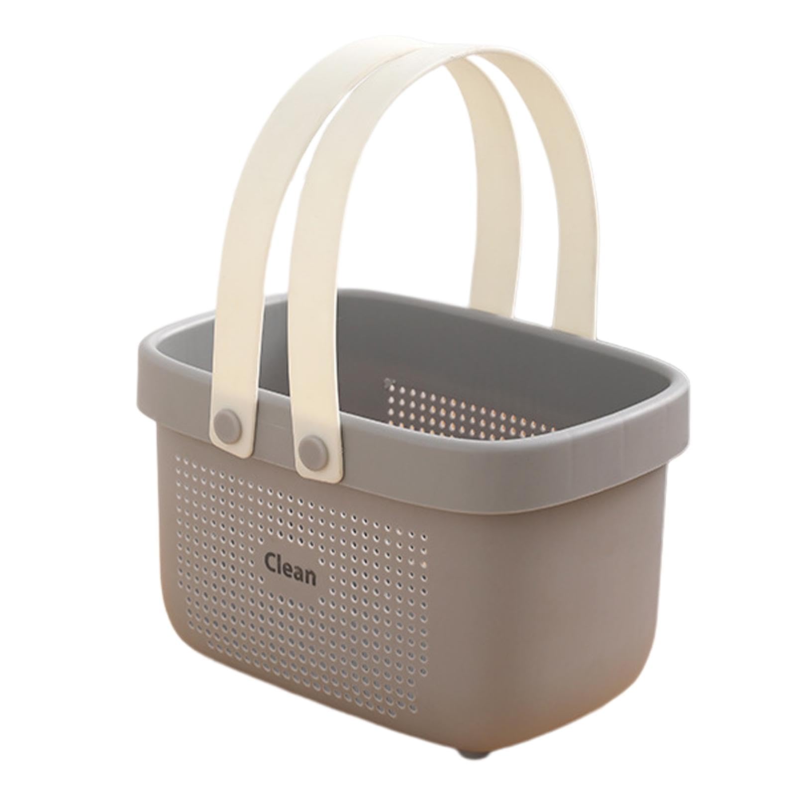 Durable Shower Caddy Organizer with Handle - Multipurpose Storage Basket for Bathroom, Gym & Home - Gray & White Tote for Toiletries, Cosmetics & Essentials