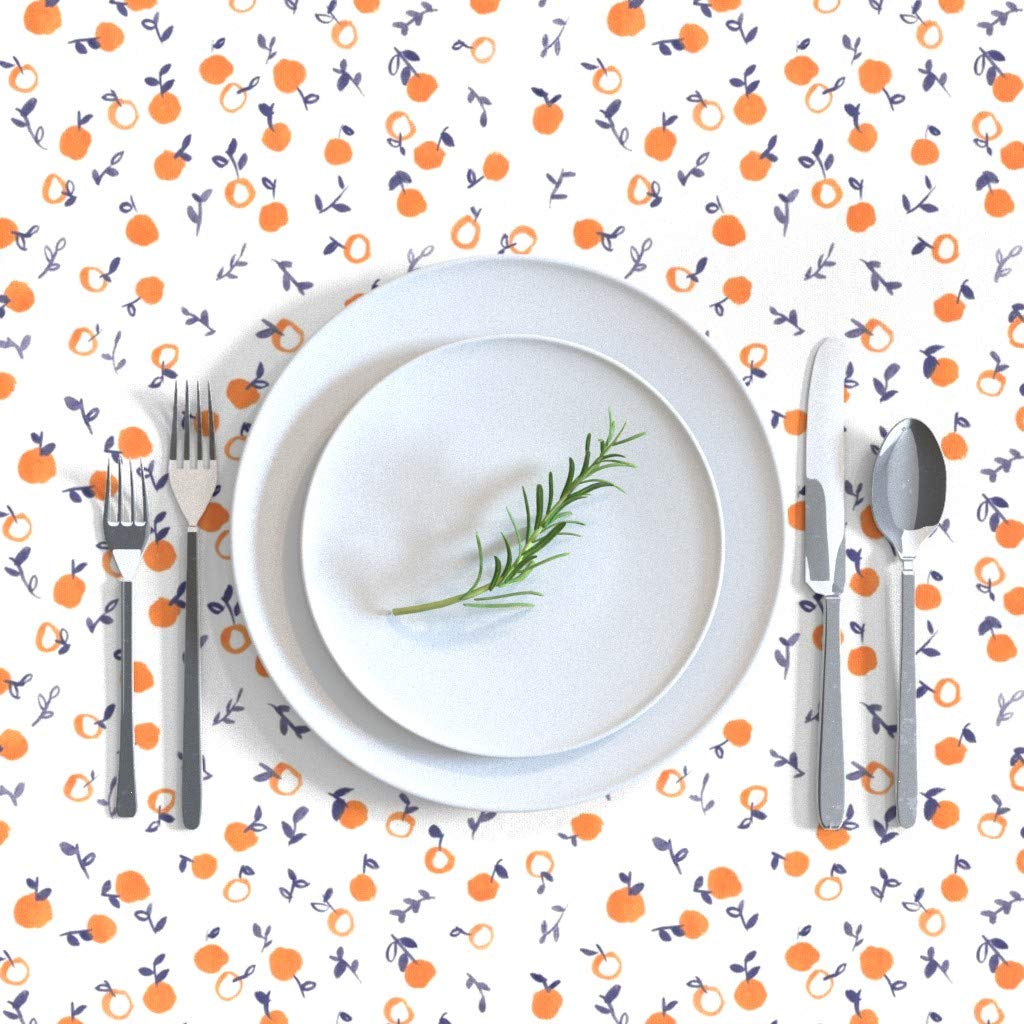 Custom Orange Fruit Baby Citrus Print Cotton Sateen Tablecloth 70