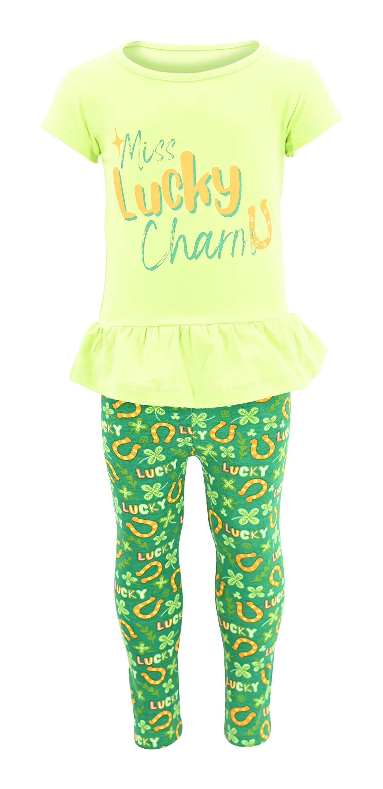 Adorable 2-Piece Baby Girl's St. Patrick's Day Outfit - Lucky Clover Leggings & Top Set for Holiday Photos & Family Gatherings