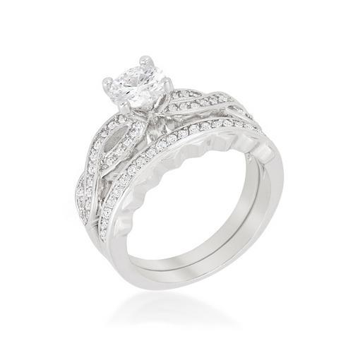Infinity Twist Bridal Wedding Ring Set - 14K White Gold Diamond Engagement & Wedding Band for Women - Perfect for Proposals, Anniversaries & Bridal Jewelry Gifts