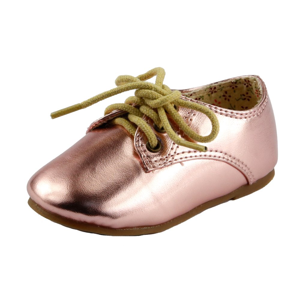 The Doll Maker Girls' Toddler Metallic Oxford Shoes - Stylish & Comfortable First Walkers for Baby Girls (Ages 1-3) | Perfect for Dressy Occasions, Parties & Special Events