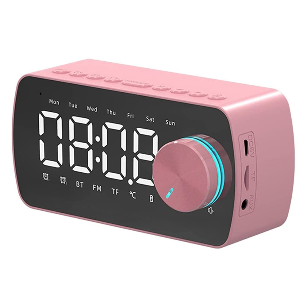 Bakemoro Digital Alarm Clock with Bluetooth Speaker, FM Radio, Dual Alarm, LED Display, Thermometer, TF Card Support & Sleep Timer - Perfect for Bedroom, Office, Travel & Home Decor