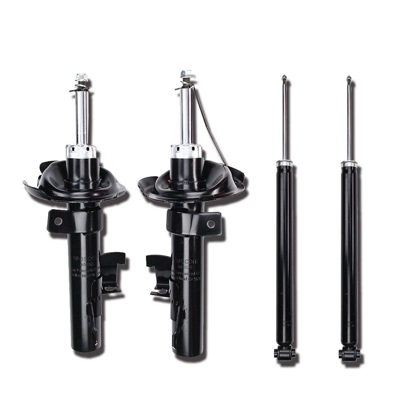 BROSCONE 4-Piece Full Suspension Kit - Shocks & Struts Set Compatible with 2004-2009 Mazda 3 (A0102L, A0102R, A0188) | Smooth Ride & Enhanced Handling for City Driving & Road Trips