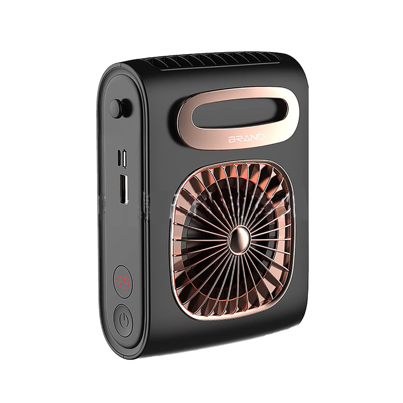 Moddeny Portable Air Conditioner & Waist-Mounted Cooling Fan - USB Rechargeable Mini Hanging Clip Fan for Outdoor Work, Travel, Camping & Home Use - Black
