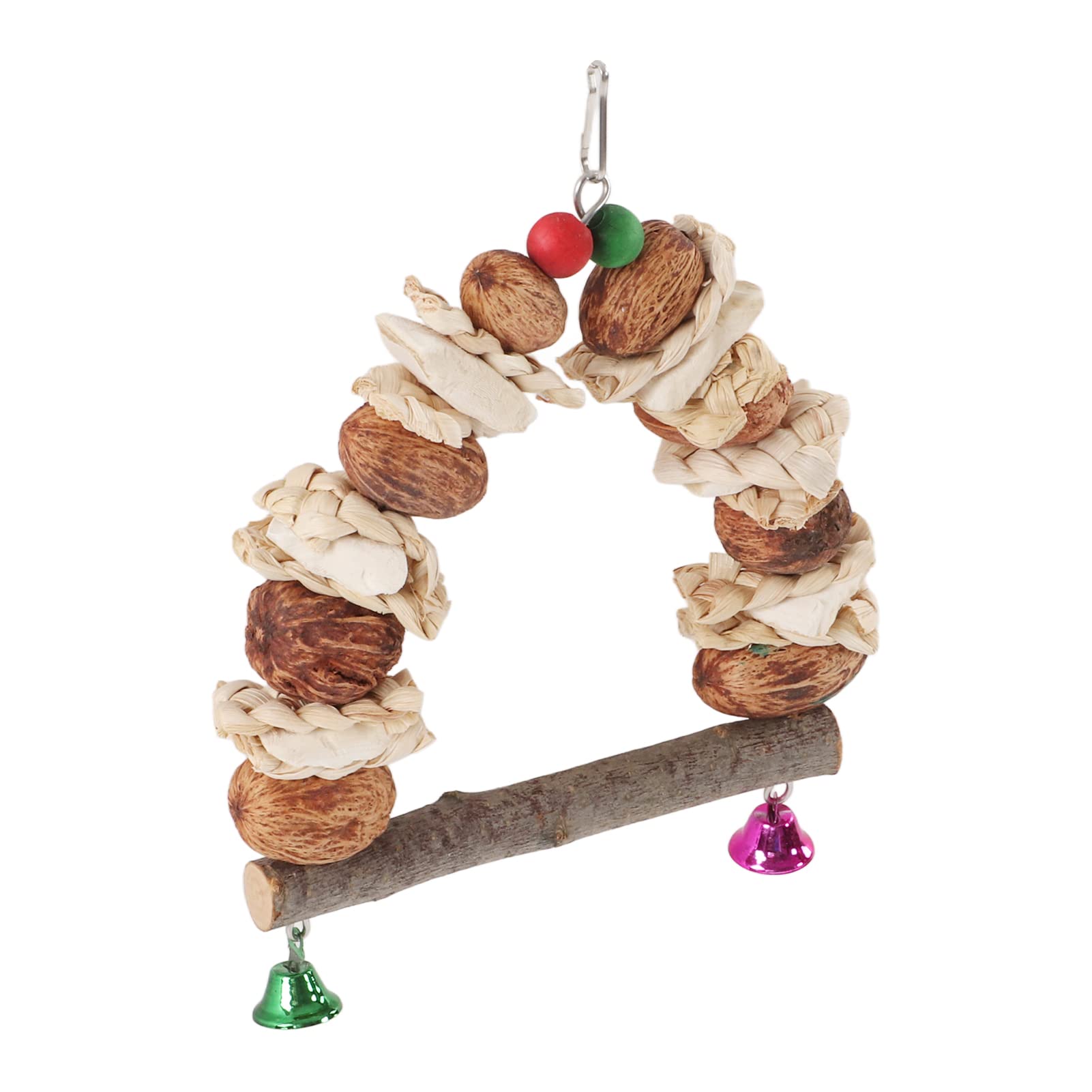 **Yinuoday Wooden Bird Swing Perch - Chewable Parrot Toy with Bells for Cockatiels & Lovebirds - Fun Play & Exercise for Small Pet Birds**