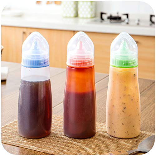 Eco-Friendly 400ml Plastic Squeeze Bottle for Honey, Salad Dressing, Jam, Spices & Tomato Sauce (Pack of 3) - Perfect for Kitchen, BBQ, Picnic & Camping