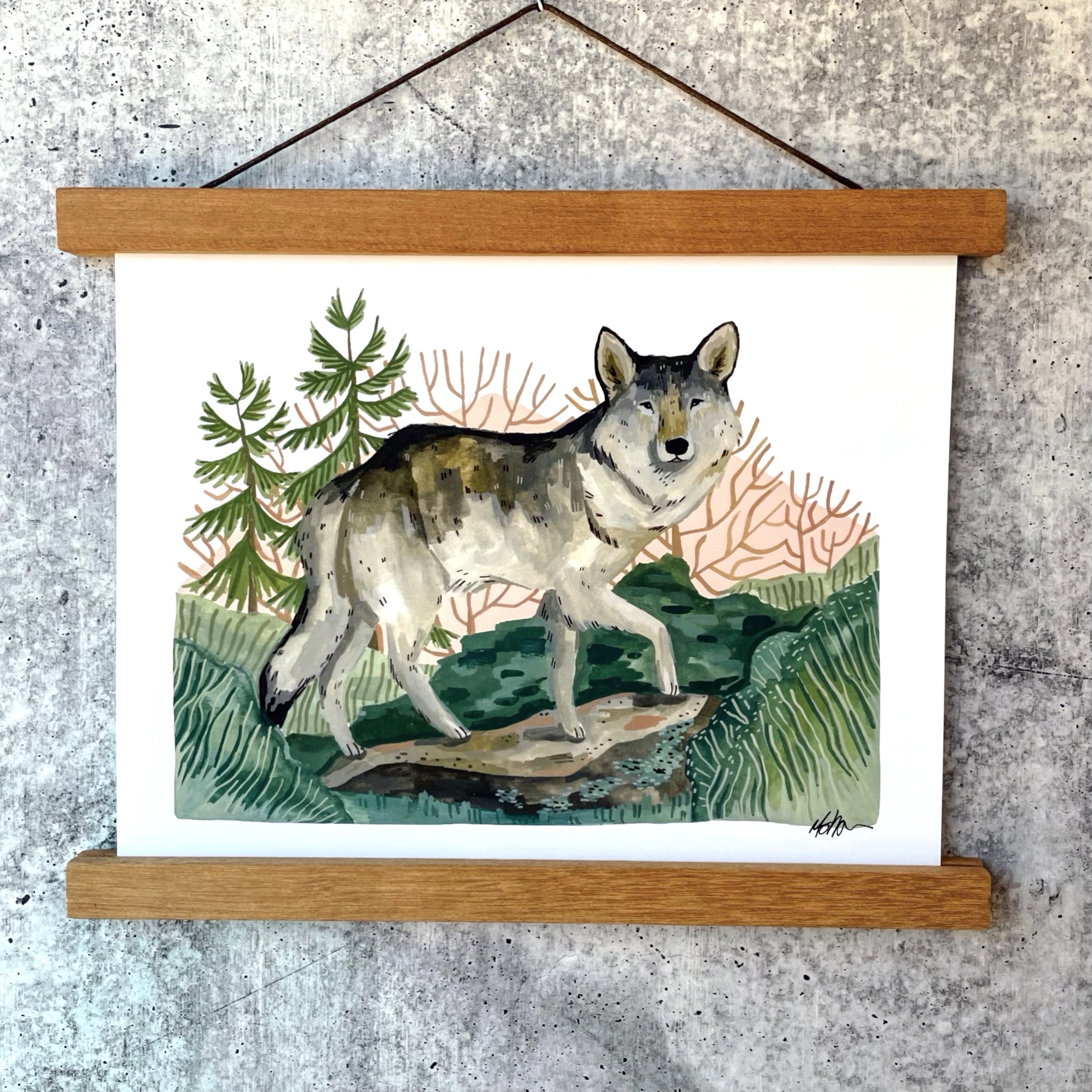Grey Wolf Print Wall Art - Premium Wildlife Canvas Poster for Home & Office Decor - Perfect for Living Room, Bedroom, or Cabin Style Interior Design