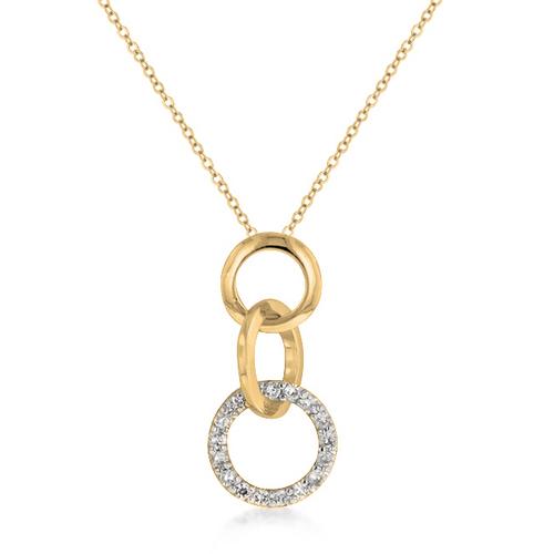 Gold Tone Triplet Hoop Pendant Necklace - Elegant Jewelry for Women, Perfect for Parties, Weddings & Everyday Wear