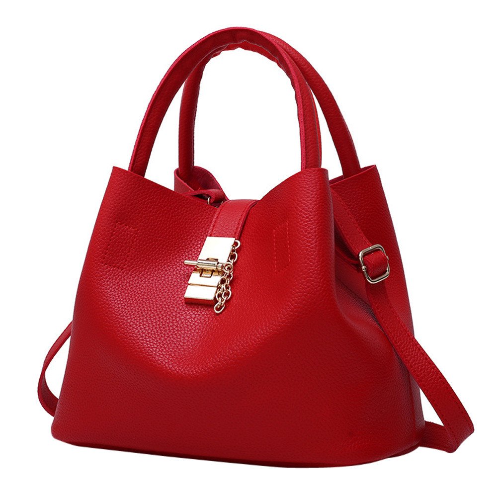 Stylish Women's Leather Shoulder Bag Set - 2PCS Fashionable Crossbody Handbags for Ladies (Red, One Size) - Perfect for Work, Travel & Daily Use