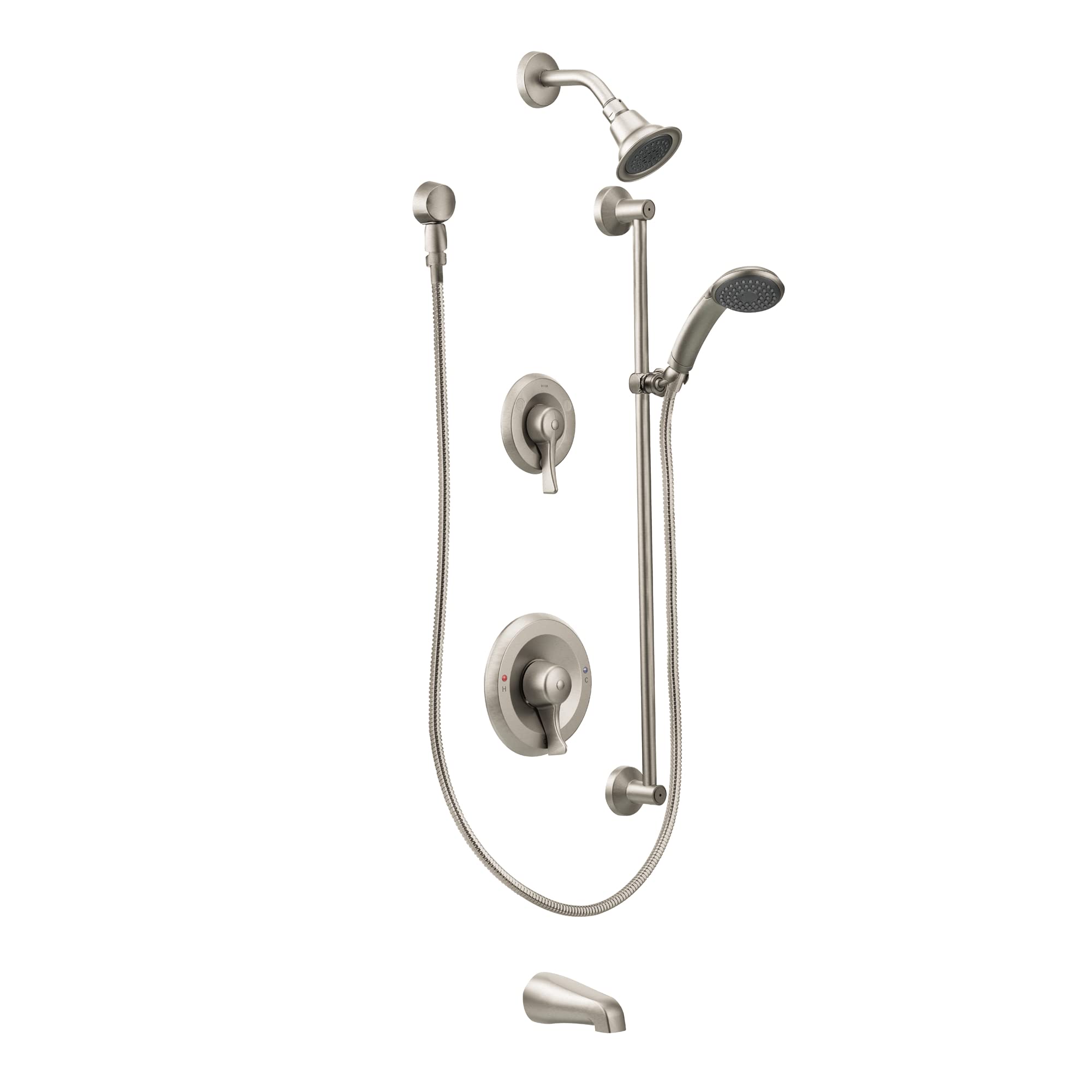 Moen M-Dura Classic Brushed Nickel Posi-Temp Tub and Shower Trim with 1.5 GPM Flow Rate - T8343EP15CBN (Valve Required) - Perfect for Bathroom Renovations and Modern Home Upgrades