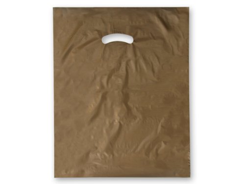 Premium 15x18x4 Inch Gold Super Gloss Recycled Plastic Bags - 1.25 Mil Thick (500 Pack) - Ideal for Retail, Gift Wrapping & Eco-Friendly Packaging