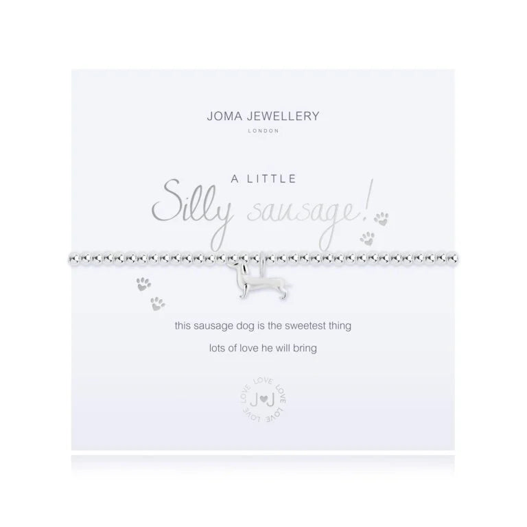 Joma Jewellery Bracelet - A Little Silly Sausage Charm Bracelet | Cute & Playful Dog Lover Gift for Women | Perfect for Casual Wear, Gifts & Everyday Accessories
