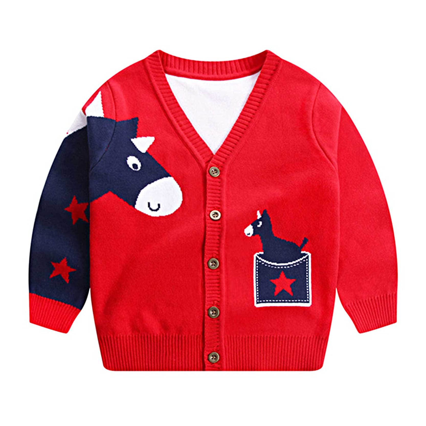 Loloda Baby Boys & Girls Button-Up Cardigan Sweater - Toddler Knit Winter Warm Jacket Cotton Coat Outwear - Perfect for Playdates, Family Outings & Cold Weather Adventures