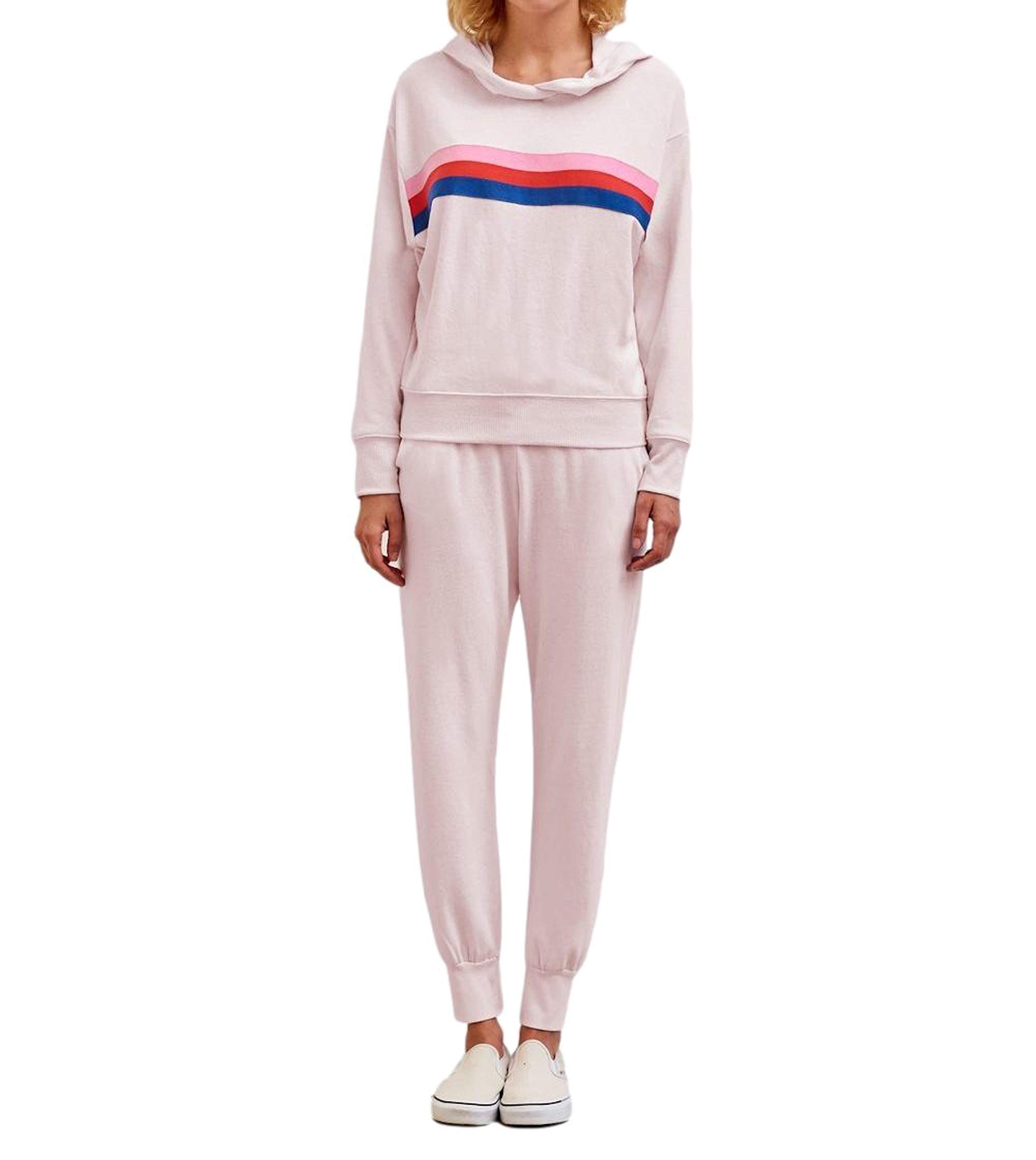 SUNDRY Striped Tape Hoodie Pullover Sweatshirt - Women's Ballet Dance Warm-Up Top for Rehearsals & Practice