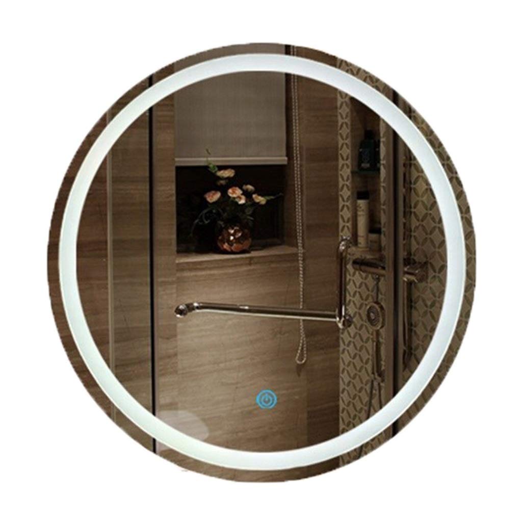 **70cm Round LED Bathroom Mirror with Touch Screen, Anti-Fog & Waterproof - White - Perfect for Makeup, Shaving & Vanity Lighting**
