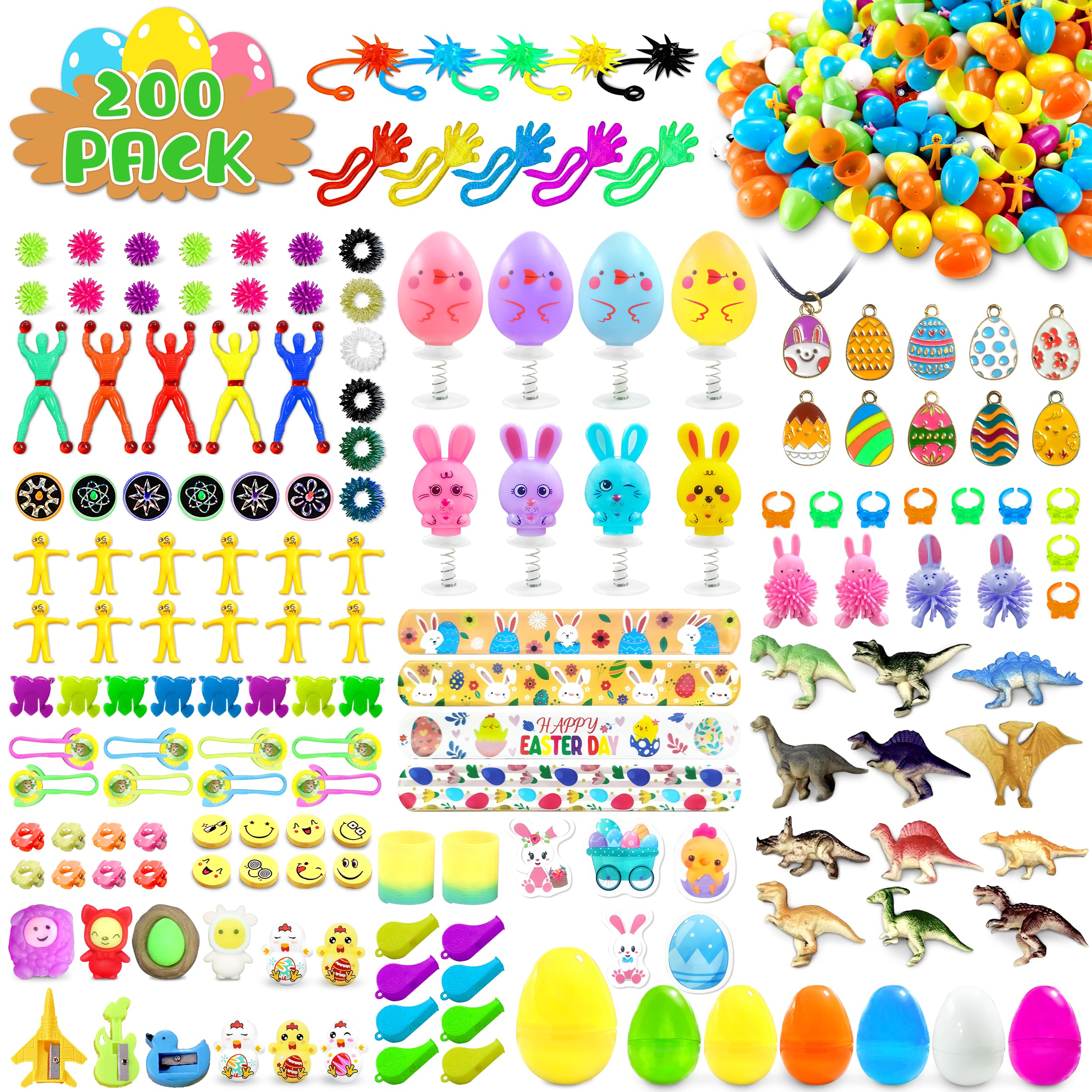 LINAYE 200 Packs Prefilled Easter Eggs with Toys Inside - Colorful Stuffed Plastic Eggs for Easter Egg Hunt, Easter Basket Stuffers, Kids Party Favors & Toddler Gifts (Perfect for Easter Celebrations, Classroom Activities & Birthday Party Games)