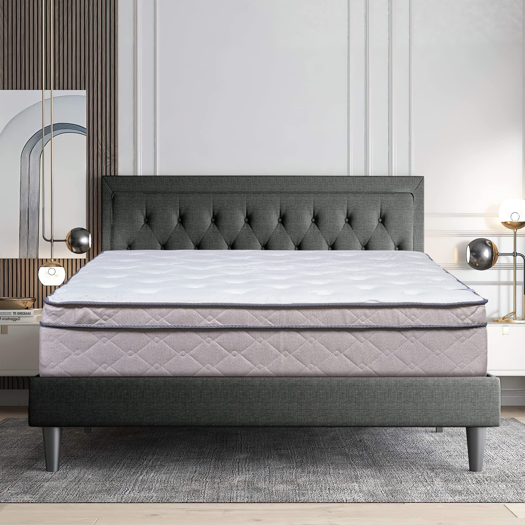 13-Inch Hybrid Eurotop Pillowtop Memory Foam Gel Innerspring Mattress - Twin XL Size, Medium Firmness for Back & Side Sleepers - Perfect for Guest Rooms, Dorms & Small Bedrooms
