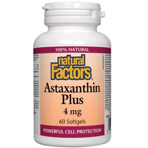 Natural Factors Astaxanthin Plus 4mg - 60 Softgels | Premium Antioxidant Supplement for Skin & Eye Health | Supports Immune System & Joint Function | Daily Wellness & Anti-Aging Support