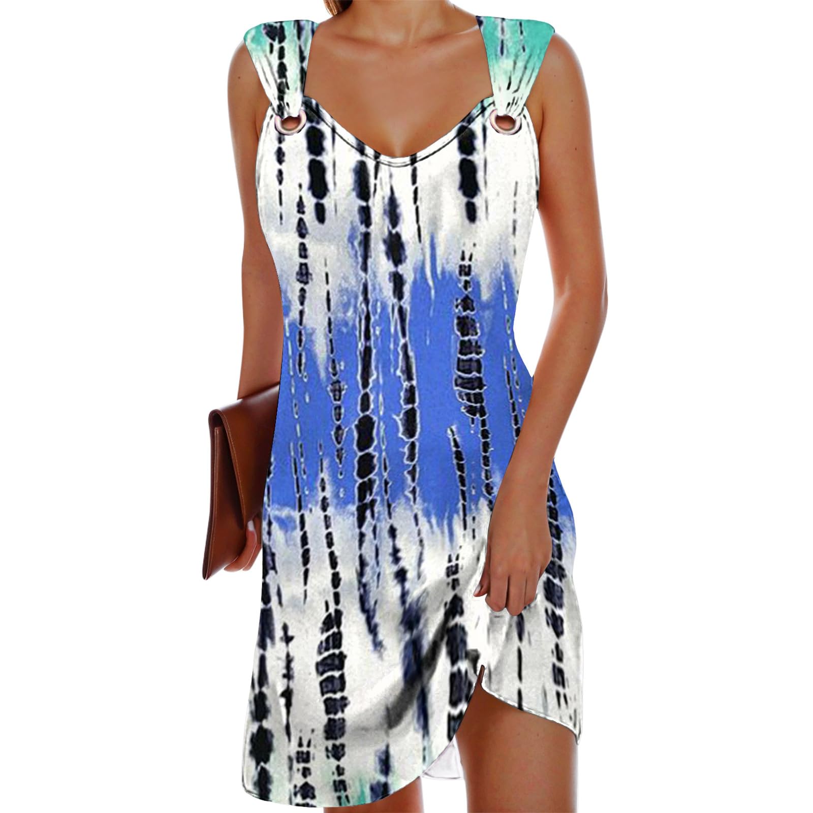Eduavar Women's Summer Casual Sundress - Color Block V-Neck Mini Beach Dress for 2024 | Perfect for Beach Vacations, Pool Parties & Summer Outings