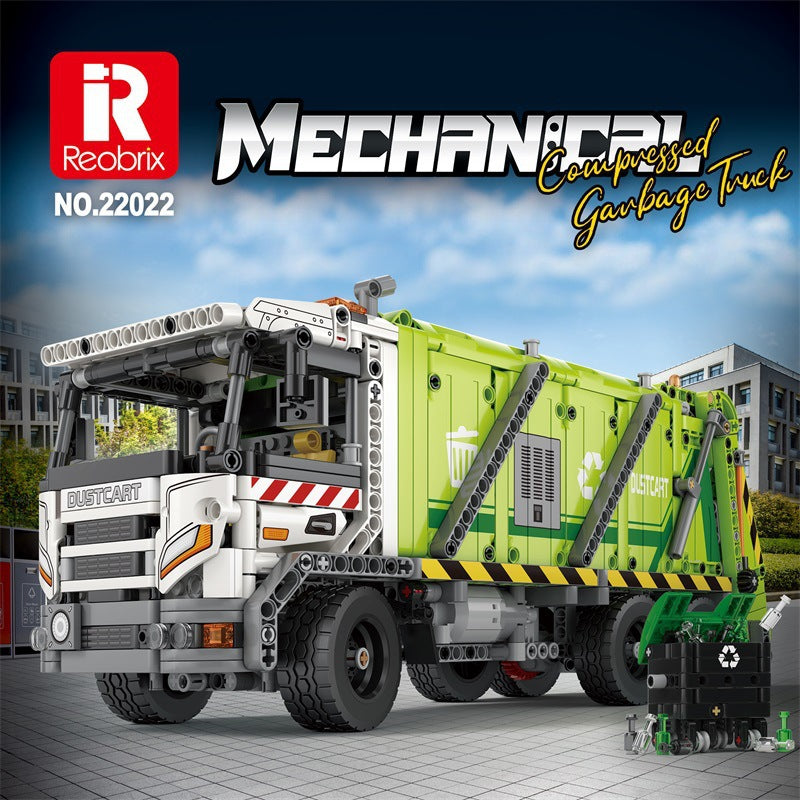 Reobrix 22022 1468PCS Building Blocks Set - Compressed Garbage Truck Model Kit for Adults & Kids | STEM Educational Toy for Construction Enthusiasts | Perfect for Birthday Gifts, Home Decoration & Creative Play