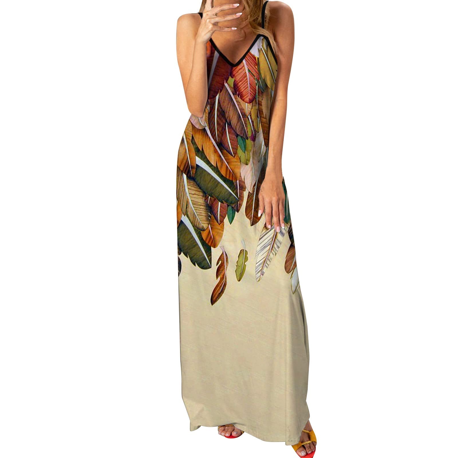 Women's Plus Size Casual Sleeveless Loose Plain Long Maxi Dress by Wolddress - Comfortable Summer Beach Dress for Vacation & Outdoor Activities