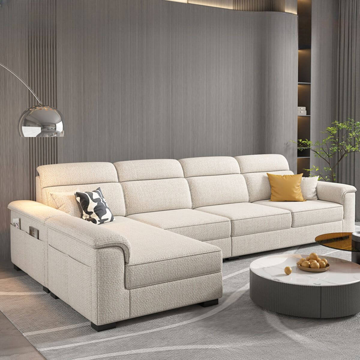 L-Shaped & Straight Sofa Chaise Couch with Concealed Support & Solid Pine Wood Frame - Perfect for Living Room, Home Theater & Small Spaces