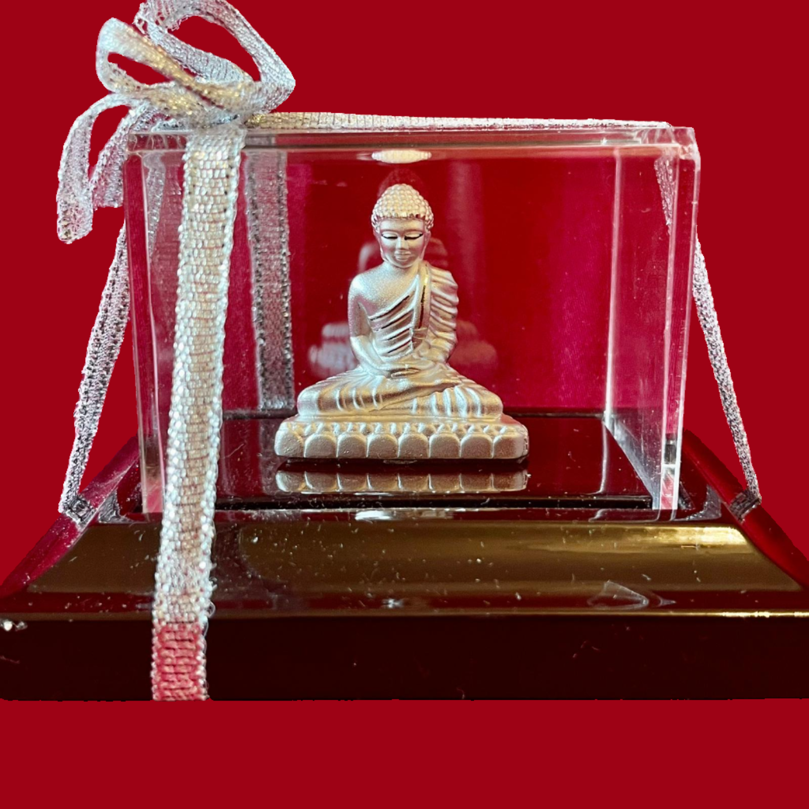 999 Pure Silver Rectangular Buddha Idol - Handcrafted Spiritual Statue for Meditation, Home Altar & Yoga Studio Decor