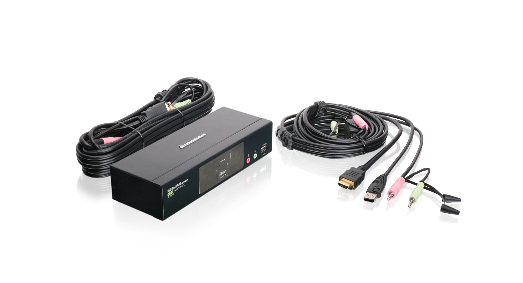 IOGEAR 2-Port HDMI KVM Switch with Audio Support - 4K Ultra HD, USB Hub, Keyboard/Mouse Control for Dual PC Setup | Perfect for Home Office, Gaming & Multi-Device Workstations