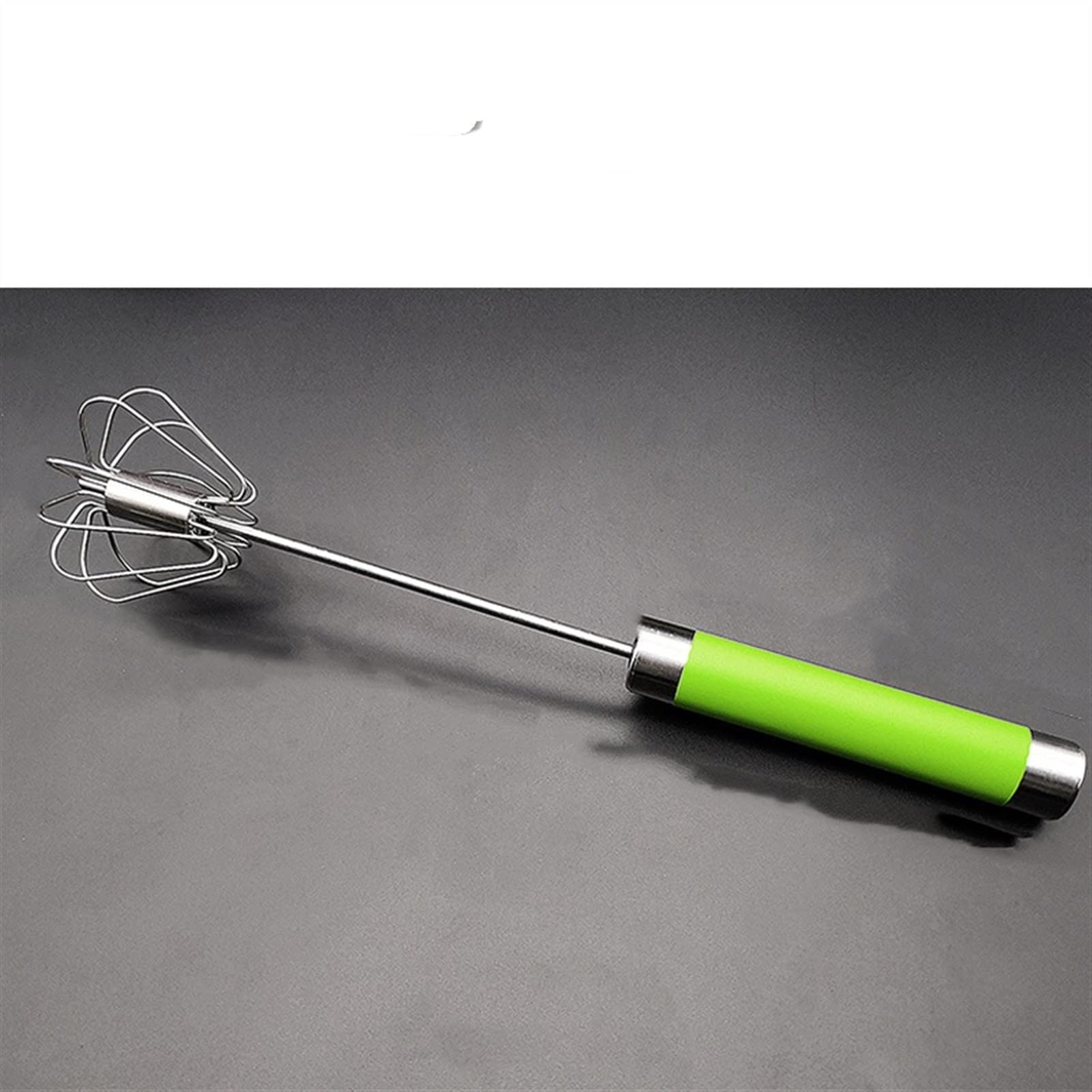 304 Stainless Steel Manual Egg Whisk - Semi-Automatic Hand Mixer with Self-Turning Design for Baking, Cooking & Kitchen Use - 10 Inch Green Egg Beater Perfect for Cakes, Pancakes & Cream Mixing