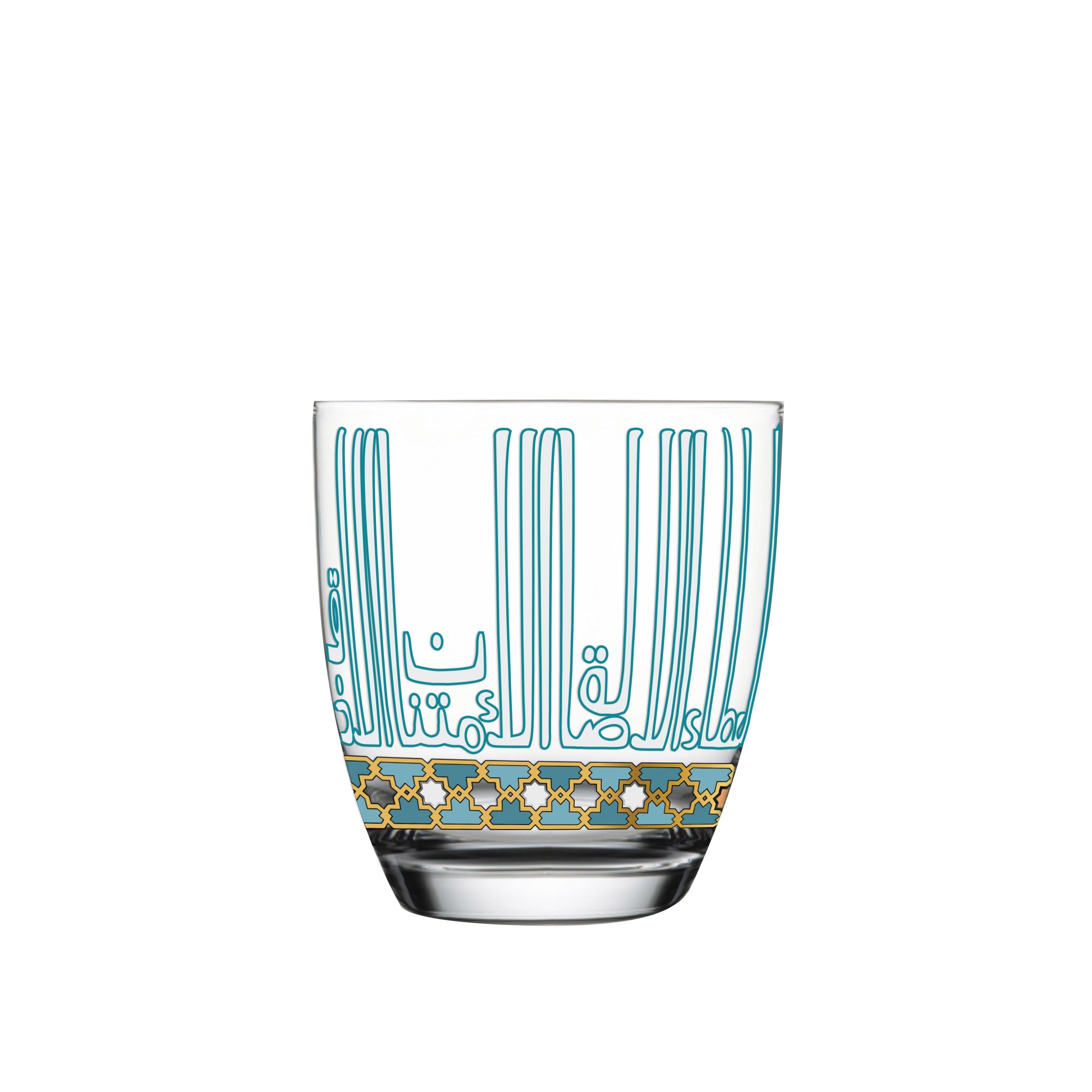 Dimlaj Asala 6-Piece Short Tumblers Set - Gold & Green Glass Cups for Cocktails, Juice, Iced Coffee - Perfect for Home, Bar, Party & Outdoor Use