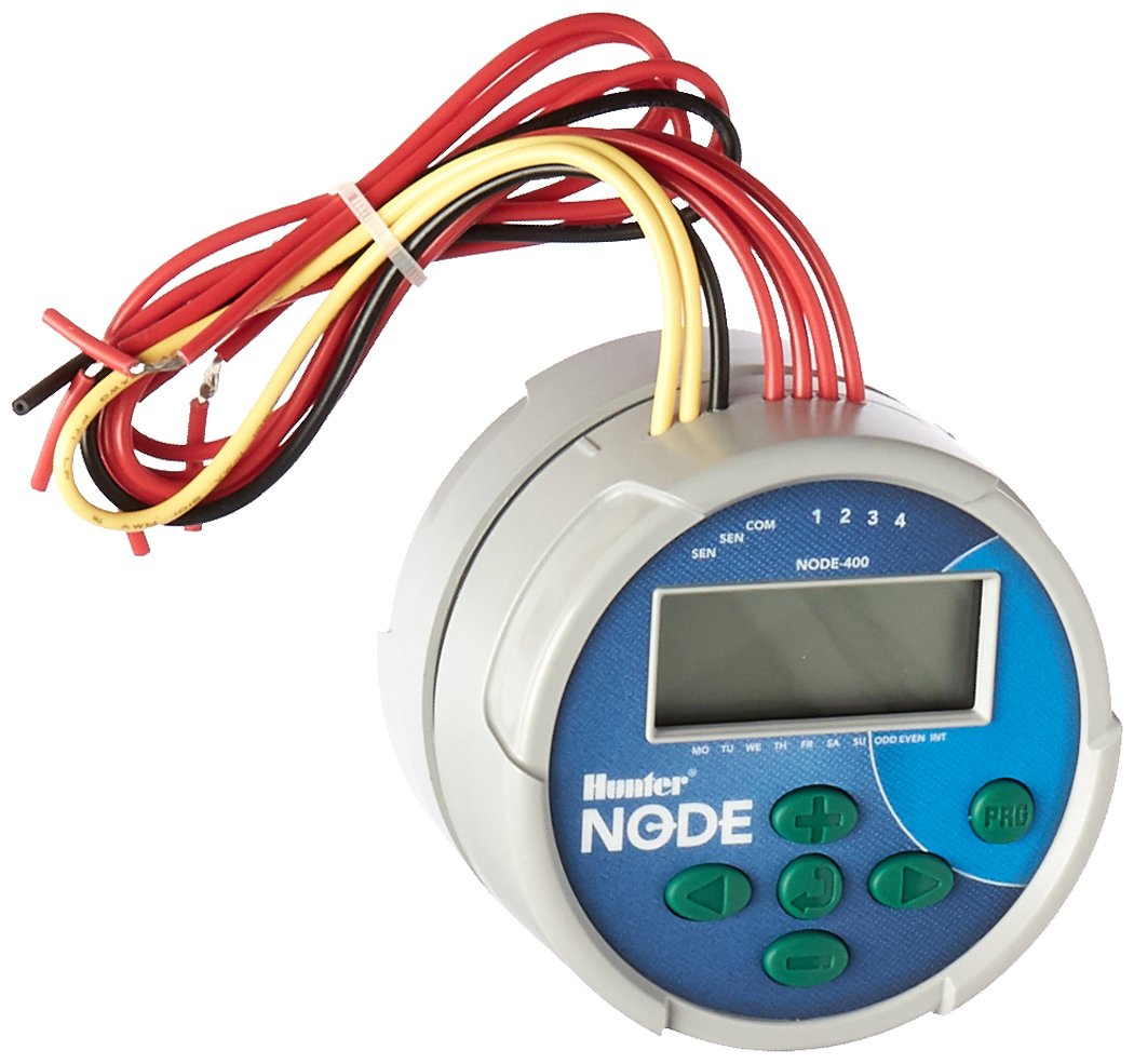 Hunter Node400 4-Station Smart Irrigation Controller - Grey | WiFi Enabled Sprinkler System for Lawn & Garden Watering | Perfect for Home, Yard & Landscaping Automation