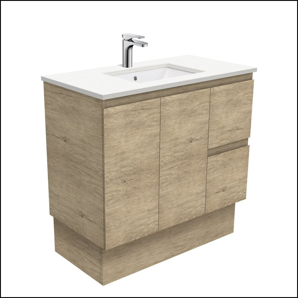 Fienza 900mm SC90SKR Modern Undermount Bathroom Vanity with Crystal Pure Stone Top & Scandi Oak Drawers - Perfect for Small Bathrooms, Powder Rooms & Master Suites