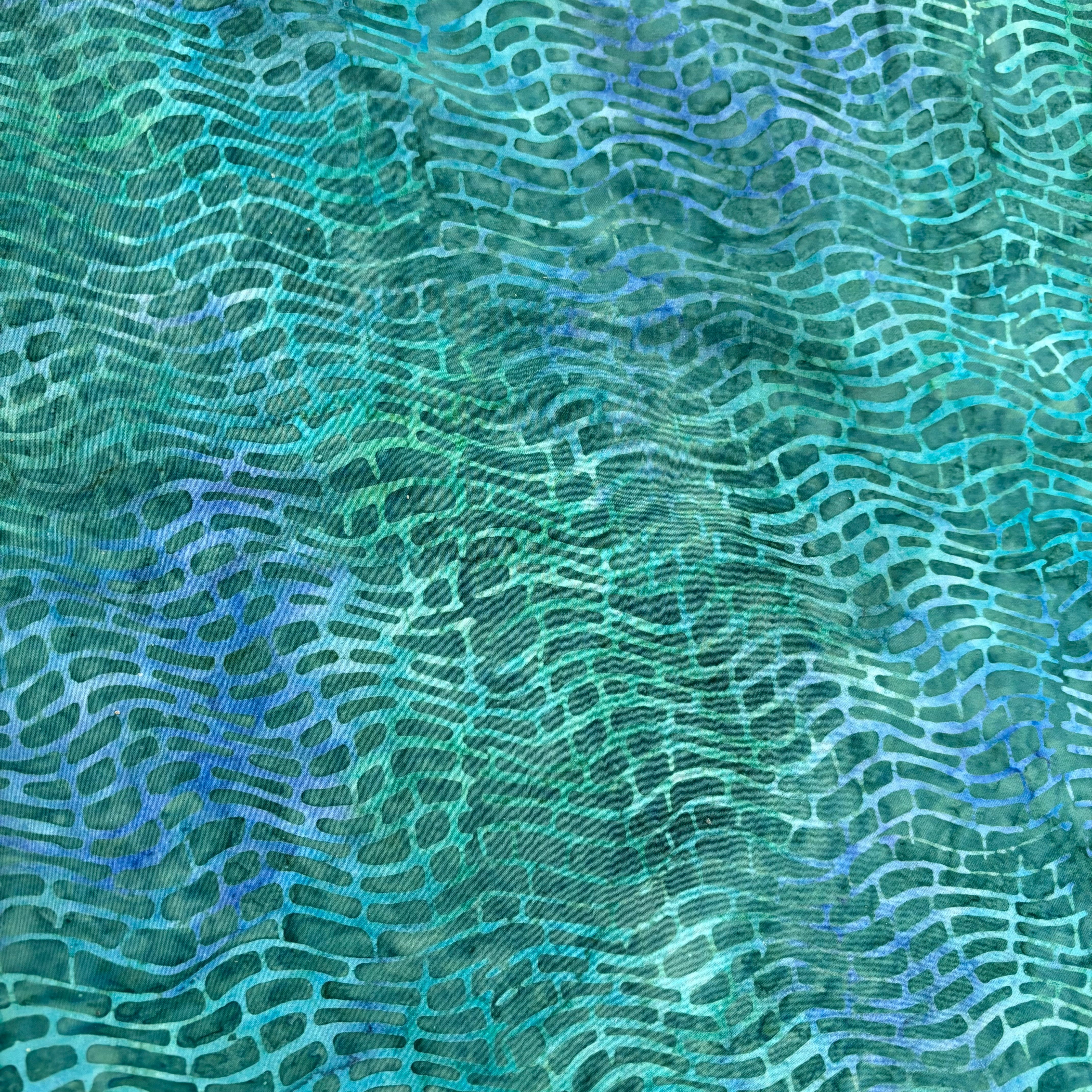 Premium Batik Fabric Backing - Blue Green Algae Print | Perfect for Quilting, DIY Crafts & Home Decor Projects