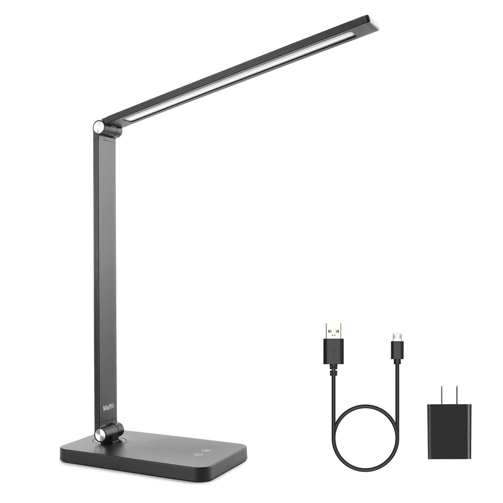Mafiti LED Desk Lamp - Dimmable Table Lamp with 5 Colors & 3 Brightness Levels, Eye-Caring USB Bedside Light for Reading, Office, Study, Kids Room (Black) [Energy Class E] | Perfect for Night Reading, Home Office, Dorm Room & Bedside Lighting