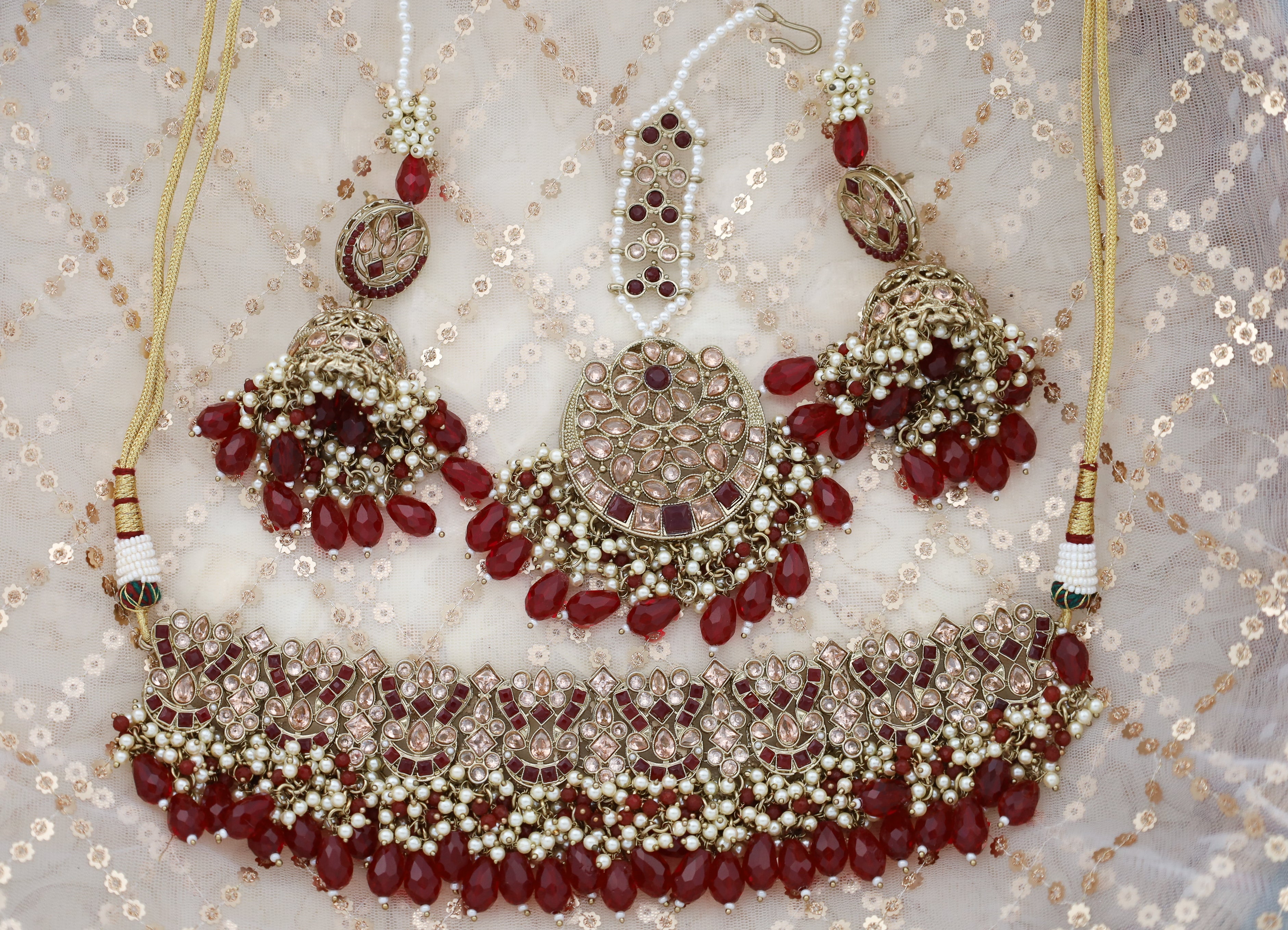 Vihana Polki Full Set Jewelry - Traditional Indian Kundan Necklace, Earrings & Bracelet Set for Weddings, Parties & Festive Occasions