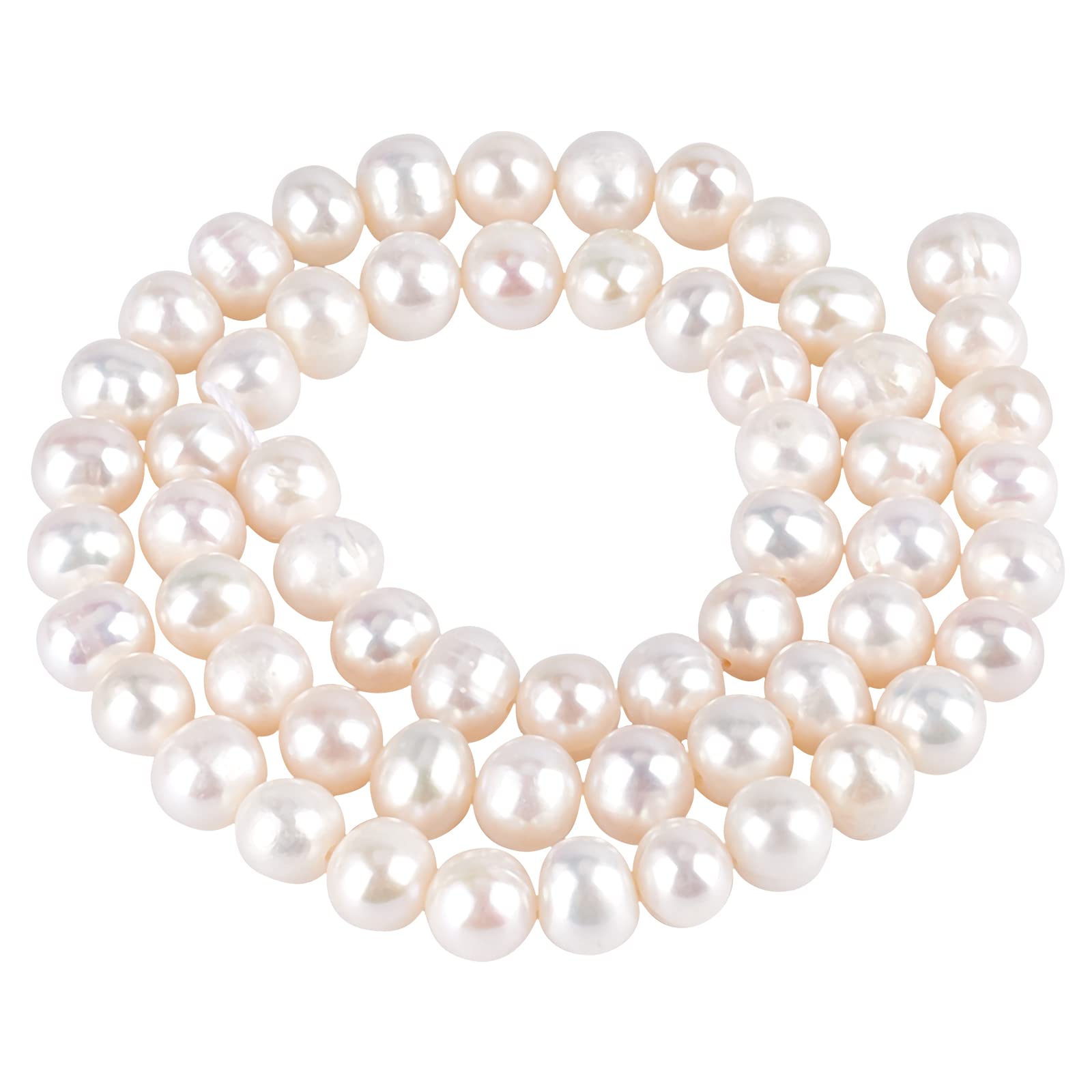 57 Pcs 8mm Natural Freshwater Pearl Beads - Round Loose Pearls for DIY Jewelry Making, Bracelets, Necklaces & Earrings (Peach Puff) | Perfect for Wedding Accessories, Bridal Jewelry & Handmade Gifts