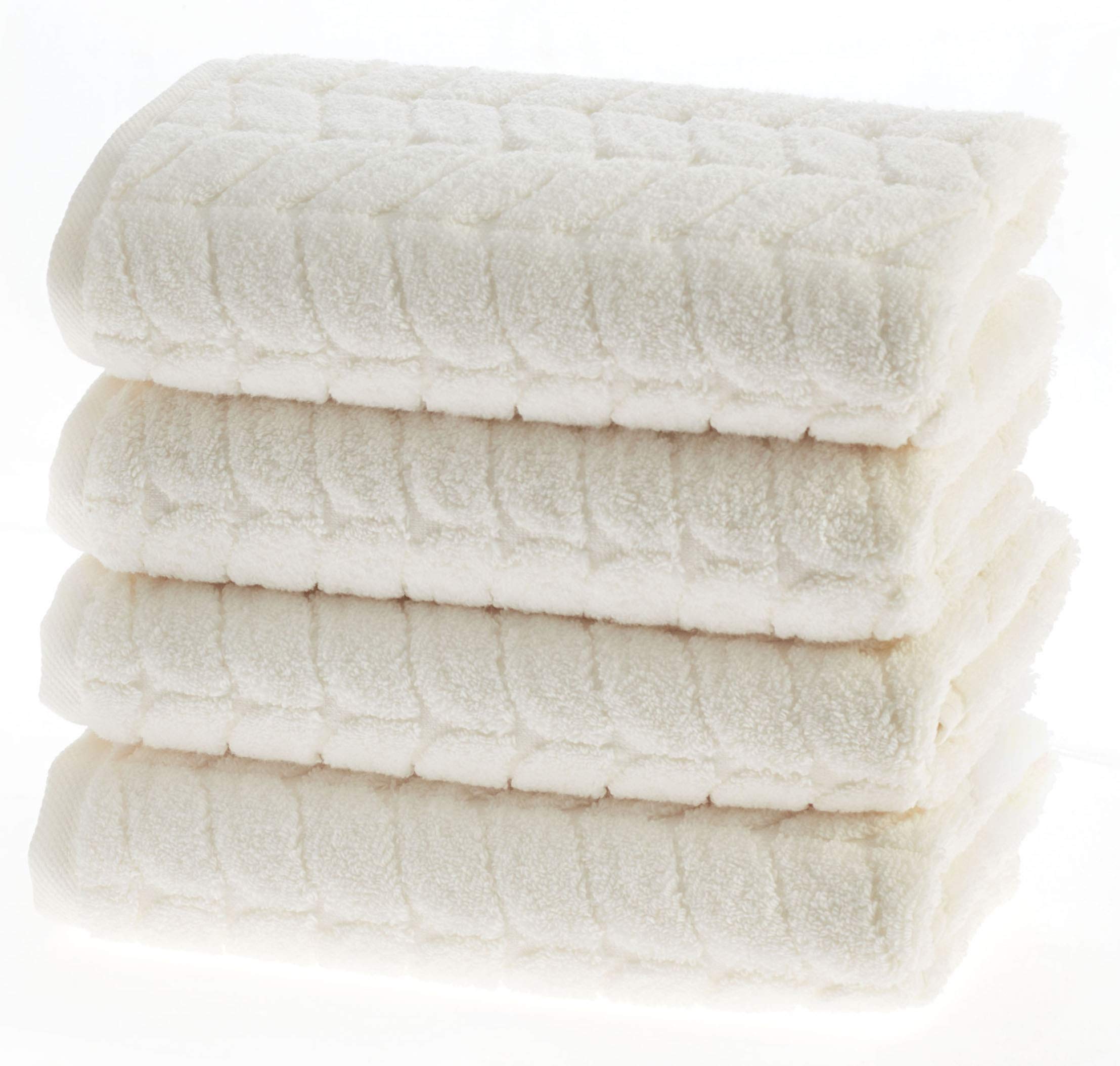 BAGNO MILANO Luxury Turkish Bath Towels Set - Ultra Soft Plush Jacquard, Quick Dry & Absorbent, 4-Piece Hand Towel Set in Cream | Perfect for Spa, Bathroom, and Guest Use