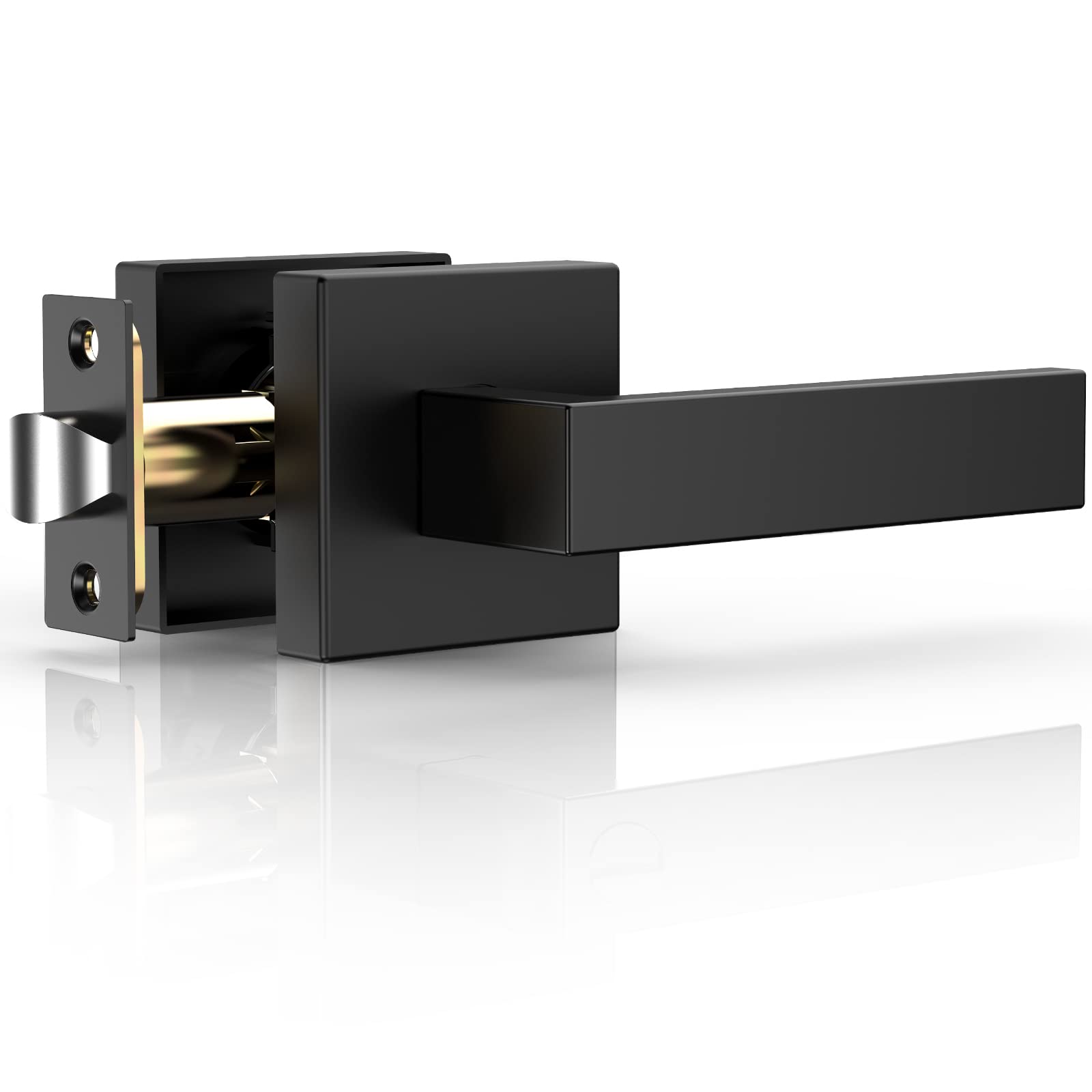 IronFun Black Keyless Door Lever Lock - Closet & Hallway Use