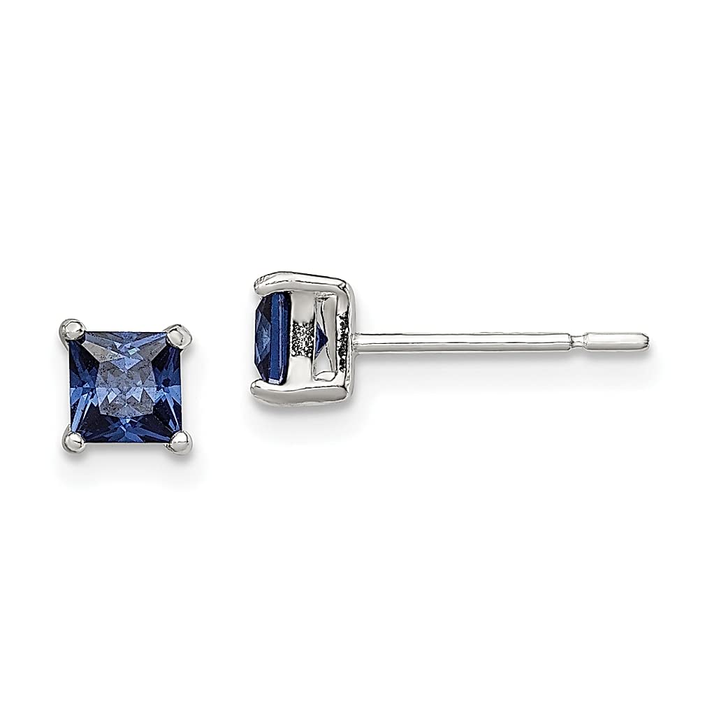 925 Silver Blue CZ Stud Earrings for Women - Elegant Fine Jewelry Gift for Her