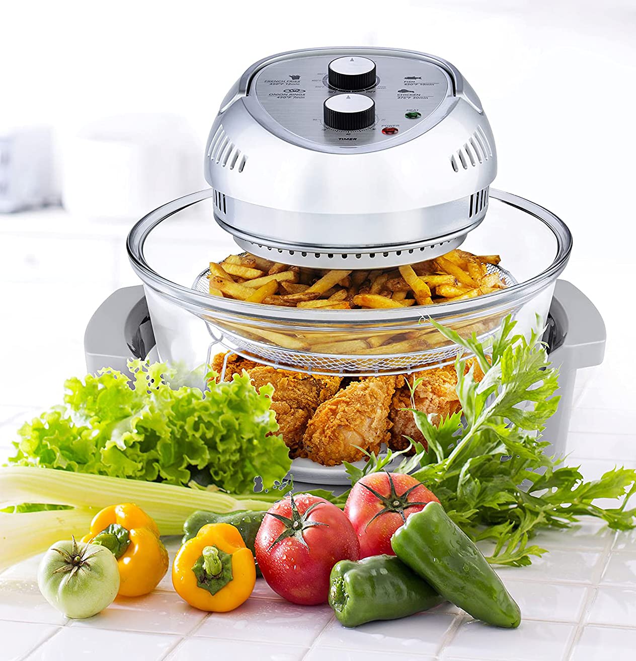 Big Boss 16 Quart Large Air Fryer Oven - Infrared Convection Healthy Electric Cooker with Timer & Dishwasher Safe, Includes 50+ Recipe Book - Perfect for Family Meals, Holiday Cooking & Healthy Meal Prep