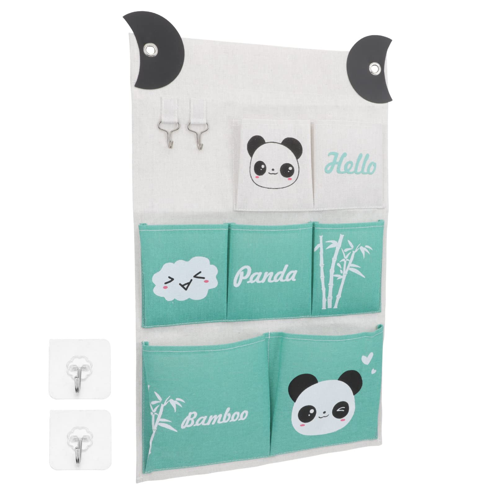 DOITOOL Over The Door Hanging Organizer - Cute Panda Closet Storage Bag, Breathable Linen Shoe Organizer with Pockets for Closet - Perfect for Bedroom, Dorm & Small Space Organization