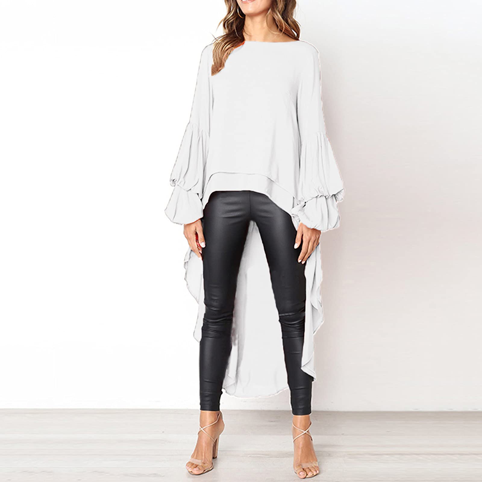 2024 Women's Summer Fashion Loose Long Sleeve Blouse - Breathable Casual Tops for Work, Dating & Vacation (White, Size L) | Trendy Ladies Shirts for Office Wear & Outdoor Activities