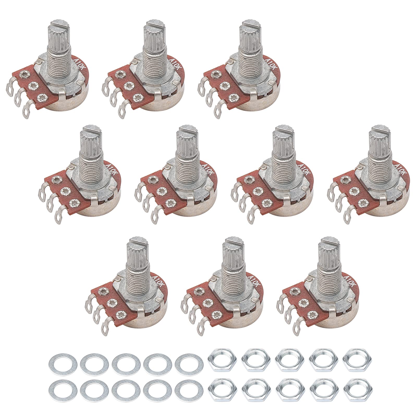 10K Ohm Mini Control Potentiometer for Electric Guitar Volume Pot - Pack of 10 | Replacement Audio Pot for Guitar, Bass & DIY Electronics Projects | Perfect for Guitar Repair, Amp Mods & Sound Equipment Upgrades